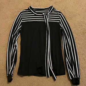 Black and White Striped Blouse